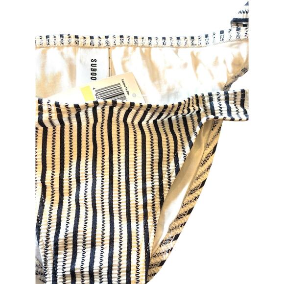 Suboo Cabana Side Tie Striped Slate Gray Swim Bikini Bottom Size 8 NEW $90 - Picture 3 of 3